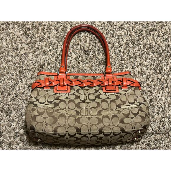 Authentic Y2K Coach Hampton Signature Orange Braided Handbag Satchel Purse - Picture 8 of 16